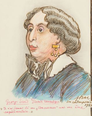 l'image d'un dessin représentant une femme en robe bleue