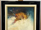 a picture of a painting of a crab on a shelf