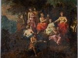 an image of a painting of a group of people in a wooded setting