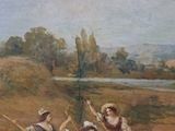 a painting of a group of people in a field