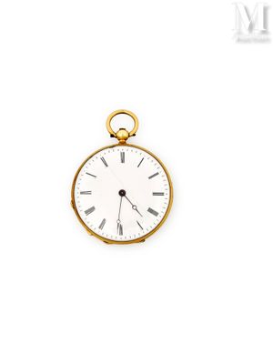 une image d'une montre de poche en or avec des chiffres romains sur le cadran