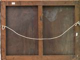 a picture of an old wooden window with a rope on it