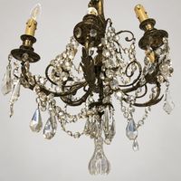 Lustre en bronze doré ciselé, à pampilles, composé de 6 bran… (photo 2)