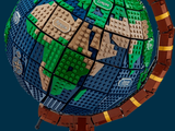 a lego model of a globe on a stand