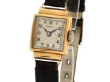 an image of a ladies ' s wrist watch with black leather band