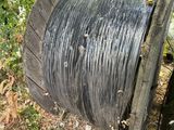 a spool that is sitting on the ground in the woods