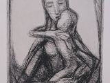 an image of a drawing of a woman sitting on the ground