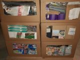 a cardboard box with many items inside of it
