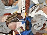 un tableau représentant un homme jouant d'un instrument de musique