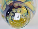 a close up of a glass with a label on it
