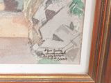a picture of a painting of a man sitting on a bench