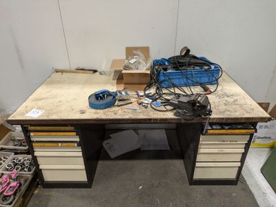 Desserte en métal laqué jaune sur roulettes - Photo 1