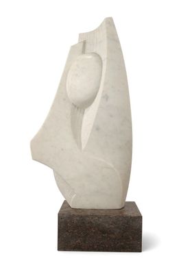 marble sculpture of a woman ' s head on a marble base