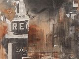 painting of a street corner with a street sign and a building in the background