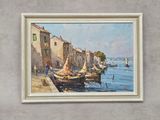 une image d'une peinture de bateaux dans l'eau