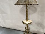 antique brass floor lamp with marble top and shade