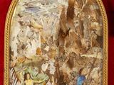 a picture of a painting of a man and a woman in the woods