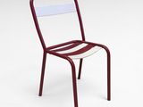 a red chair with a white seat on a white background