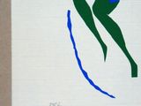 a painting of a man riding a surfboard on a wave