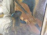 un tableau représentant une femme jouant du violon, assise sur une chaise