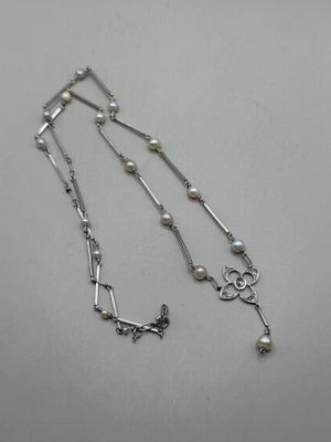 Collier en or platine 850 millièmes mailles barrettes altern… - Photo 1