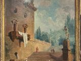 an image of a painting of a man and a woman sitting on the steps of a building