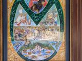 framed picture of a painting of a man riding a horse in a circle