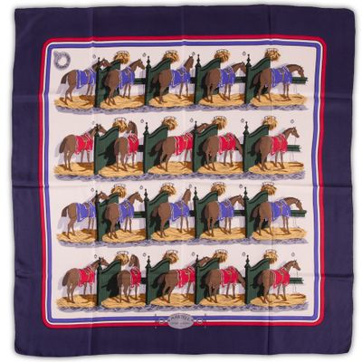 a picture of a square scarf with a picture of horses