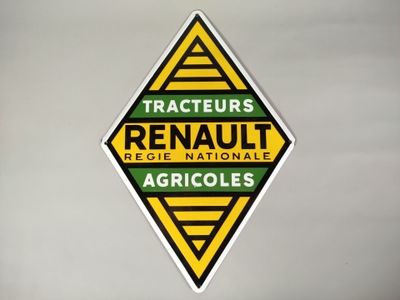 autocollant représentant un triangle jaune et vert avec l'inscription « Renault »