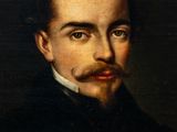 an old painting of a man with a mustache and a moustache