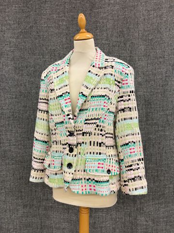 CHRISTIAN LACROIX – Jolie Veste à motif multicolore tressé. Ferme...