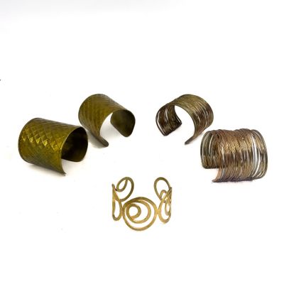 Ensemble de 5 bracelets manchettes modulables en métal doré …