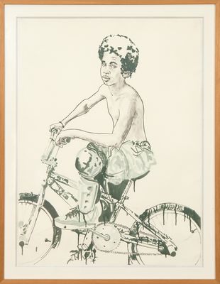 dessin représentant un homme à vélo portant un casque