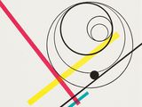 une peinture abstraite représentant une spirale et des lignes sur fond blanc