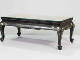 an image of a black table with a marble top on a white background