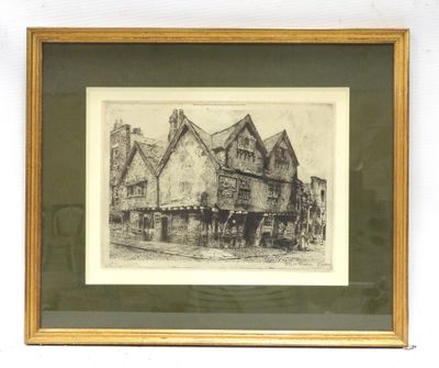drawing of an old building with a horse drawn carriage in front of it