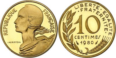 a gold coin with the face of a woman in profile