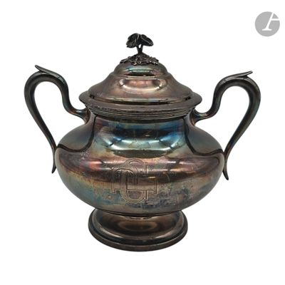 a silver teapot with a bird on top of it