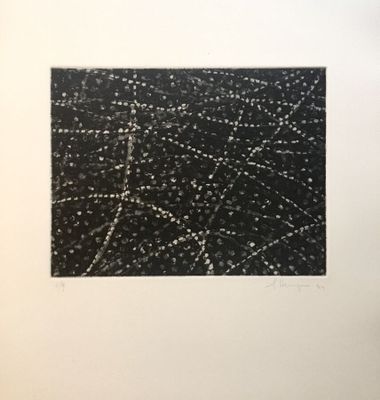 a black and white drawing of a square with dots on it