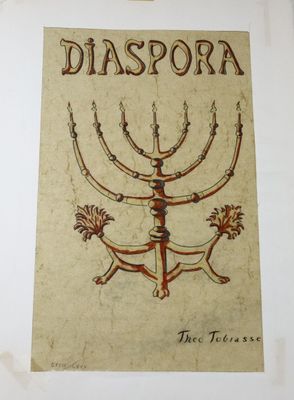 un vieux livre sur lequel figure le dessin d'une menorah