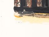 a painting of a black cat sitting on a window sill