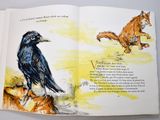 a picture of a book with a picture of a bird and a fox