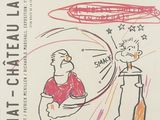 cartoon drawing of a man and a woman in front of a hot dog
