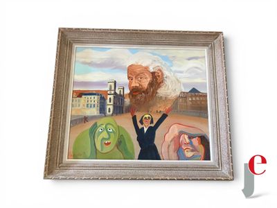 une photo d'un tableau représentant un homme barbu