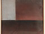 une peinture représentant un carré marron et blanc sur fond blanc