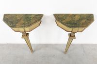 Paire de consoles murales italiennes anciennes, en bois scul… (photo 4)