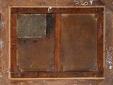 a picture of an old wooden window with graffiti on it