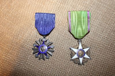 ruban violet et vert orné d'une étoile et d'un motif en forme d'étoile rayonnante