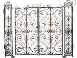 a close up of a metal gate with a flower design on it