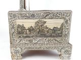 a picture of a wooden box with a picture on it